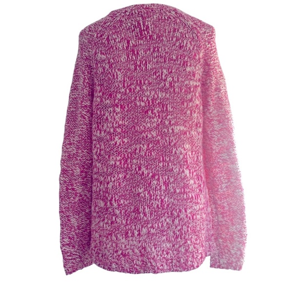 Aeropostale Hot Pink Cream Speckled Wool Chunky Knit V-Neck Sweater Large NWT - Picture 4 of 10